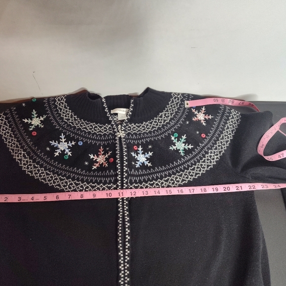Christopher and Banks Vintage Snowflake Christmas Full Zip Sweater size 1X - Picture 6 of 7